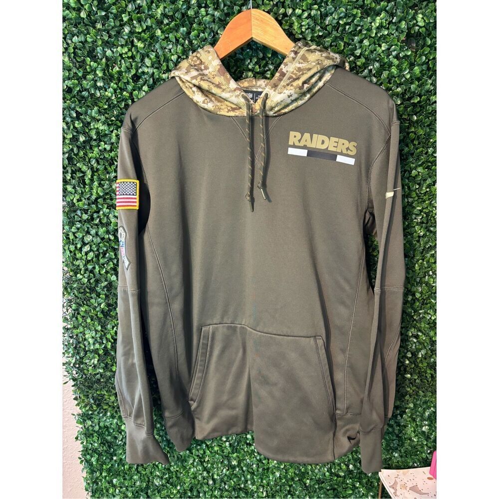 Nike X Raiders NFL Salute To Service Green Hoodie Sz Medium